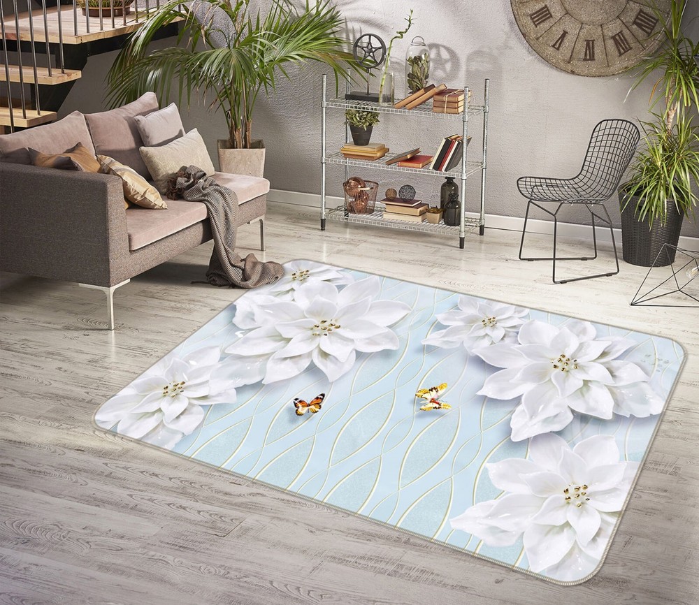3D Flower Butterfly ZHUC515 Game Non Slip Carpet Mat Photo Carpet Amy