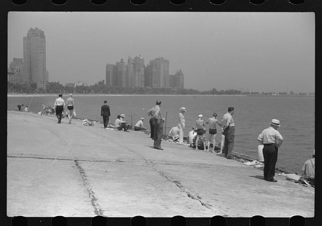 Photo:Chicago Illinois 1941 Public Bathing Beach Lakefront Skyline