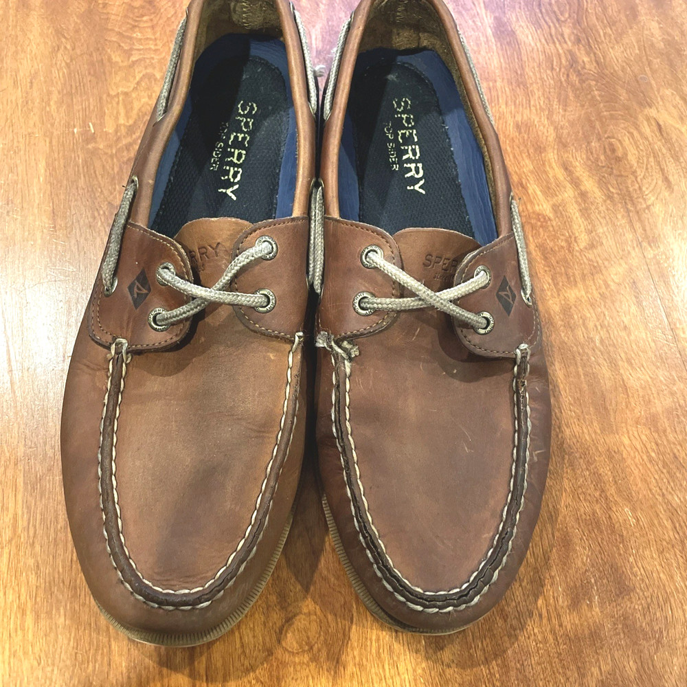 Sperry Top Sider STS12002 Brown Leather Boat Shoes Lace Up Men's Size 11M