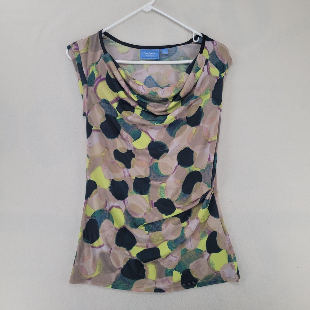 Simply Vera Vera Wang Shirt Womens XS Abstract Print Cowl Neck Stretch Top