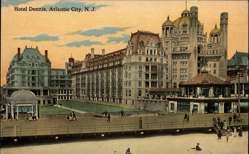 Hotel Dennis Atlantic City NJ boardwalk ~ c1910 vintage postcard