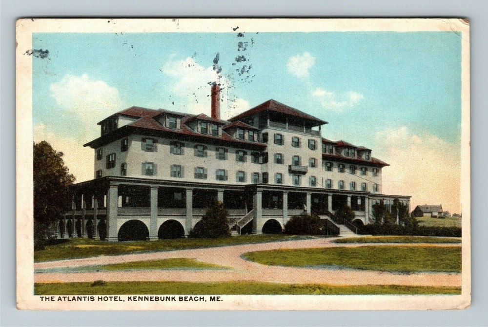 Kennebunk Beach ME-Maine, The Atlantis Hotel c1921 Vintage Souvenir Postcard