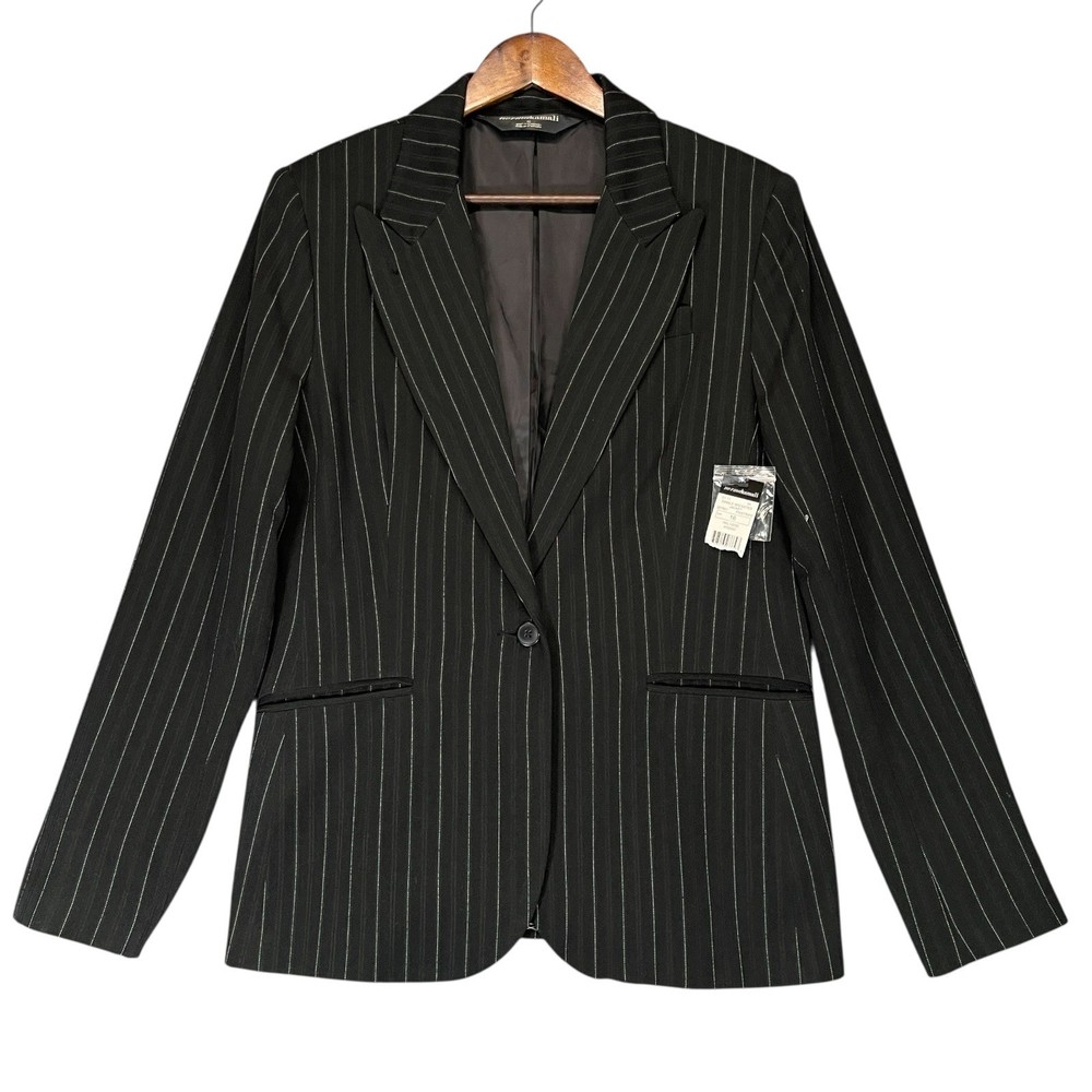 Norma Kamali Pinstripe Single Breasted Blazer Jacket Business Career Size 16