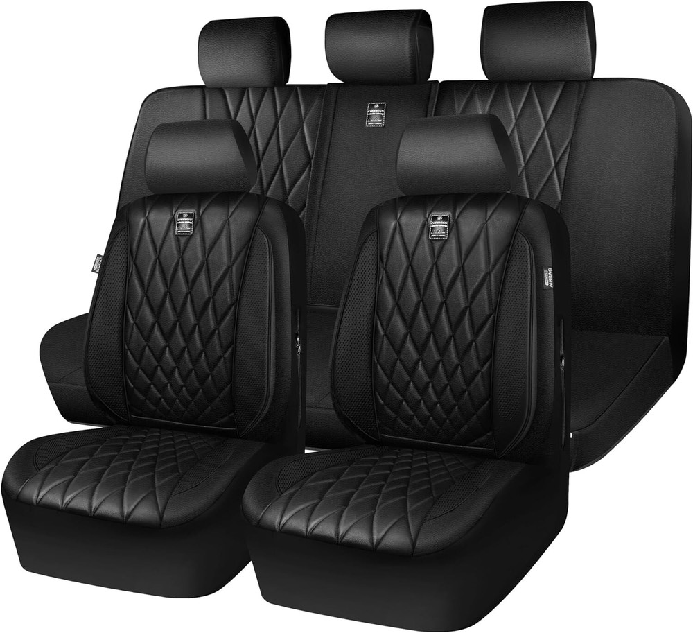 Diamond-Stitched Faux Leather Seat Covers Set - Protect & Refresh Your Vehicle