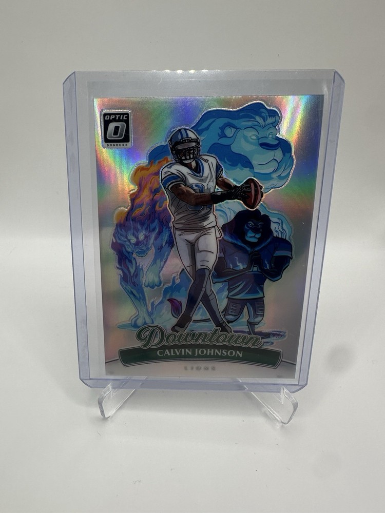 2025 Panini Donruss Optic Calvin Johnson #4 Downtown Case Hit Detroit Lions SSP