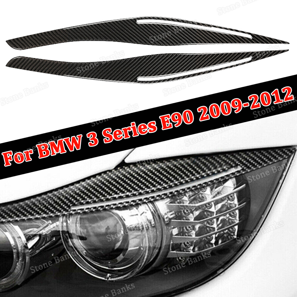 For BMW E90 E91 328i 335i 2009-2012 Carbon Fiber Headlight Eyelid Eyebrow Cover