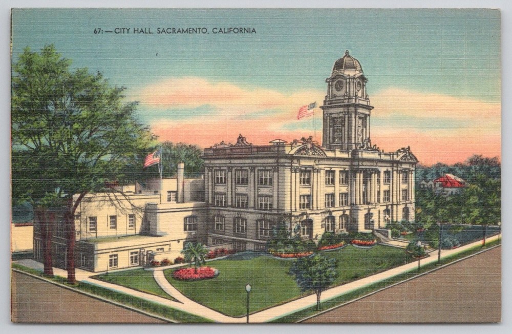 Sacramento City Hall CA Linen Postcard W.C. Spangler Metrocraft Vintage