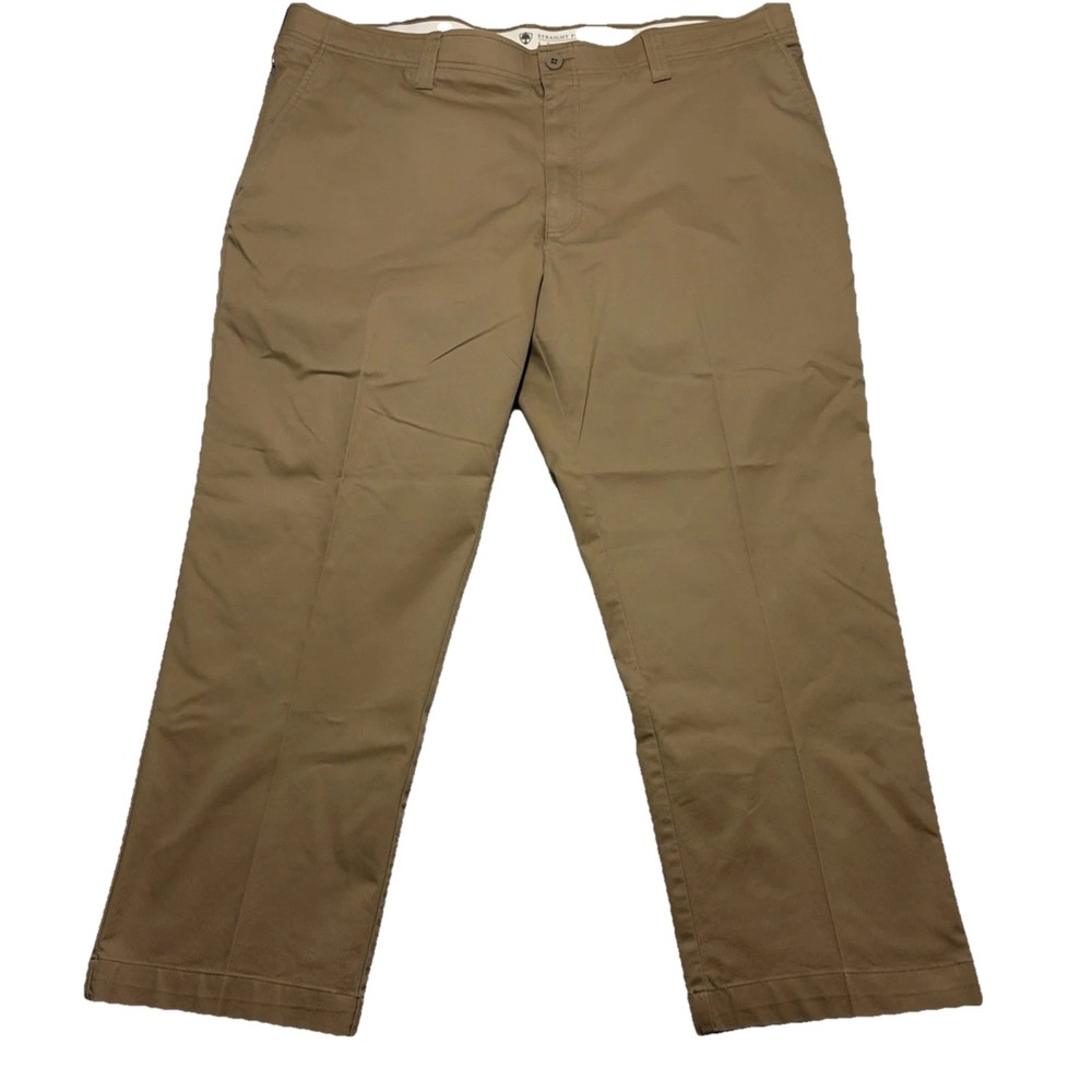 Oak Hill Pants Men 46x28 Tan Khaki Straight Fit Tech Pant DXL Flat Front Stretch