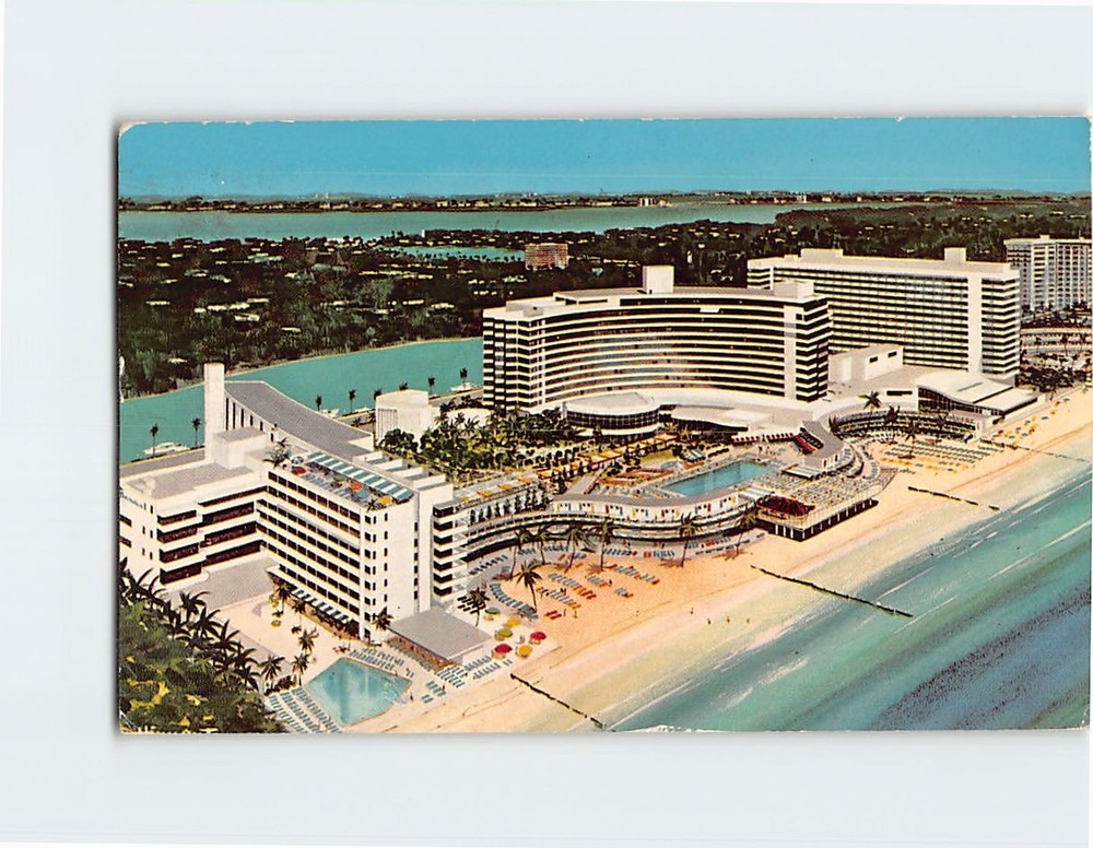 Postcard Aerial View Fontainebleau Miami Beach Florida USA