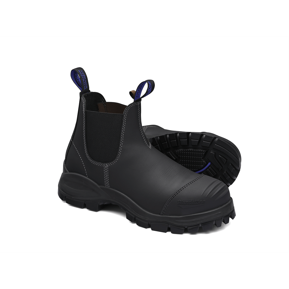 Steel Toe Slip-On Elastic Side Boots with Kick Guard in Black - AU 5 US 6