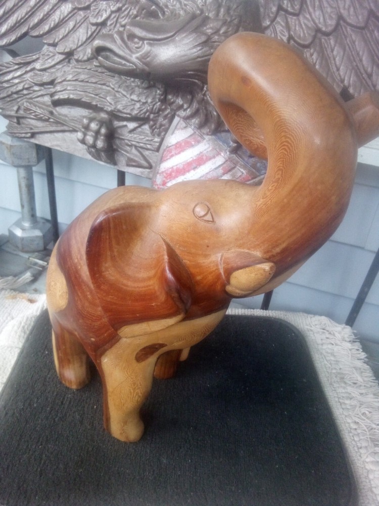 Vintage African Hand Carved Wooden Elephant