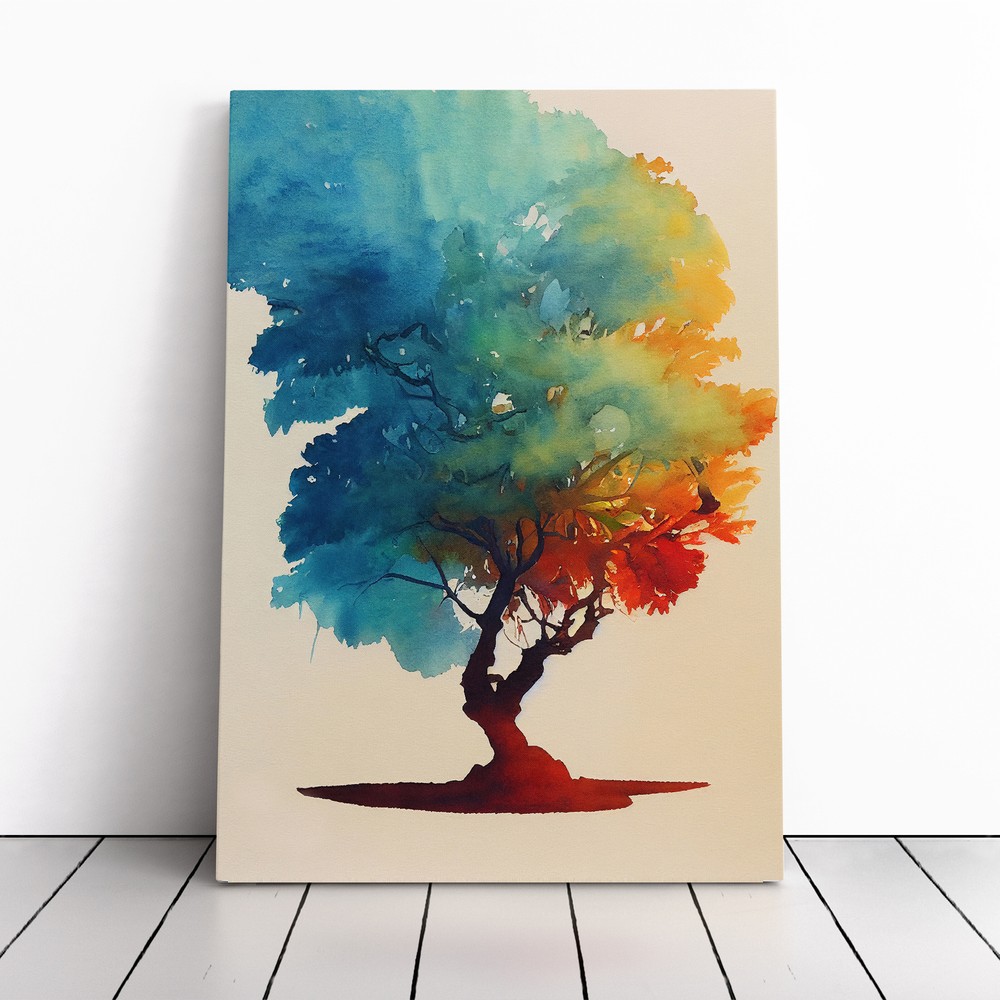 Water Paint Tree No.2 Canvas Wall Art Print Framed Picture Home Office Decor
