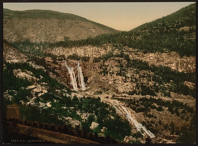 Photo:Hardanger Fjord Norway Eide Skjervefos Waterfall 1890s Photochrom