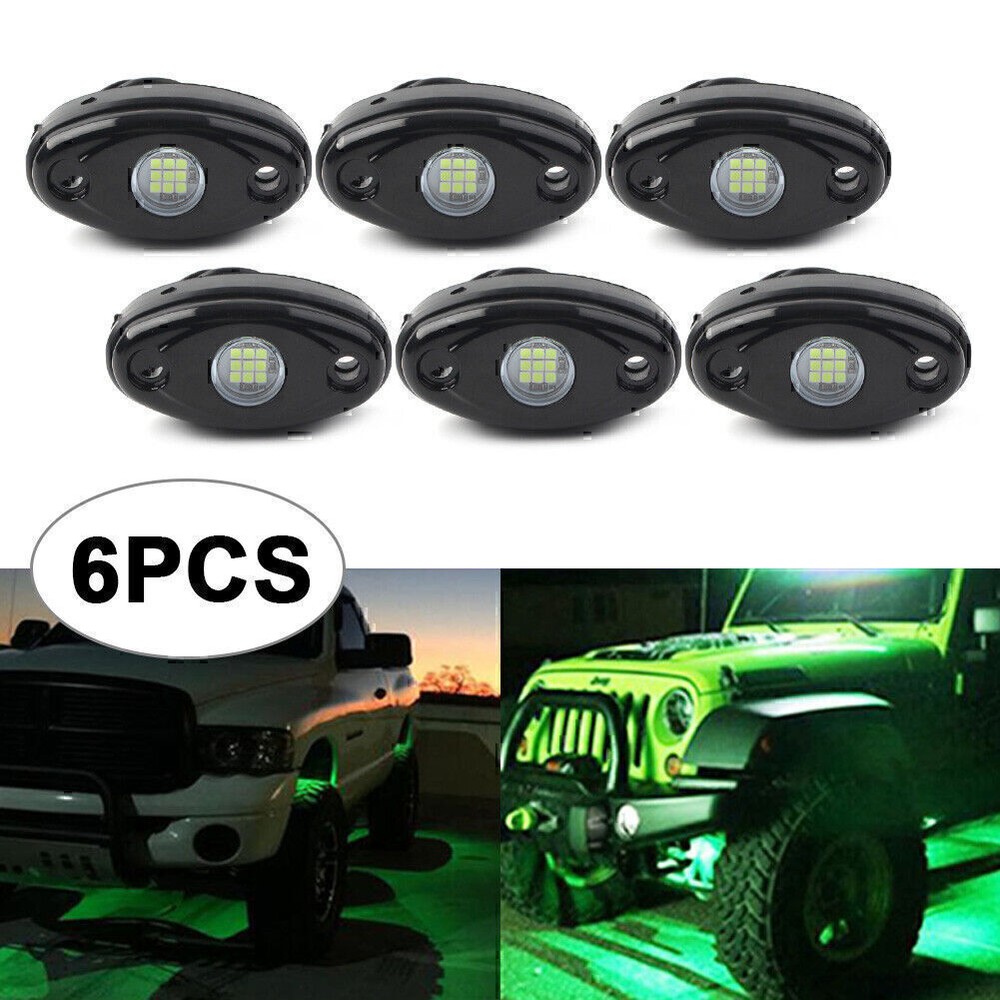 LED Rock Light for Truck Golf JEEP ATV SUV Trail Rig Bar Lamp 6pcs Green