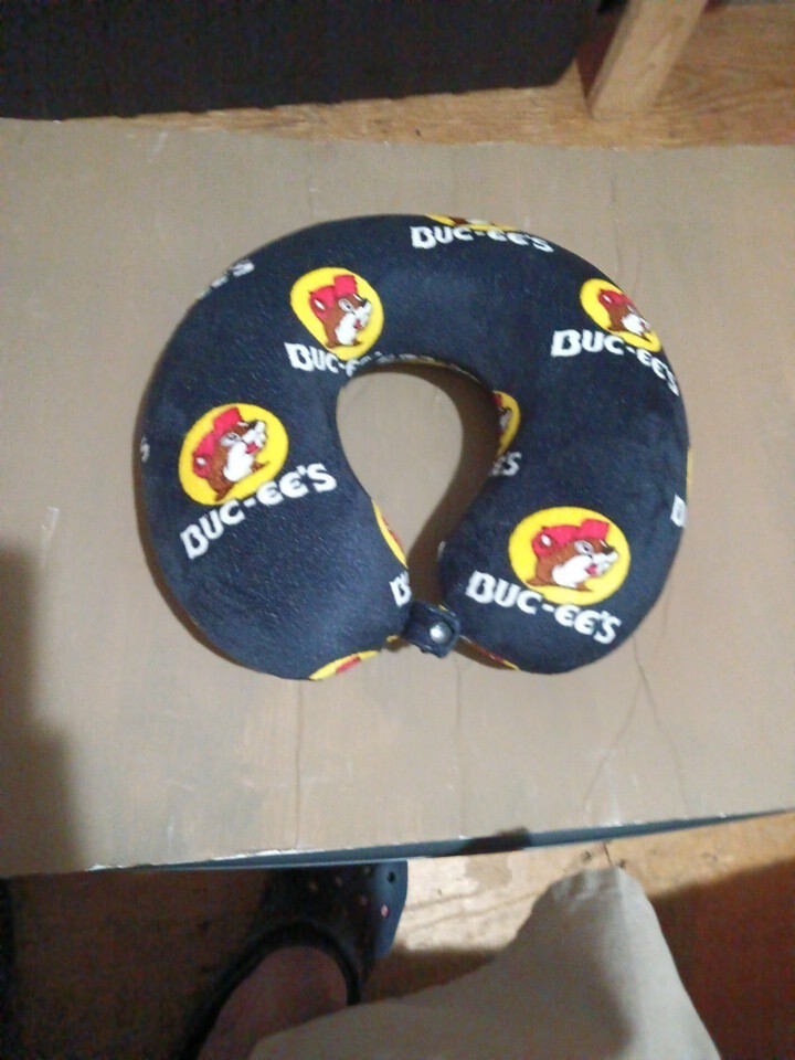 Buc-ees Travel Center- Neck Pillow, Memory Foam Beaver Logo- 12x12
