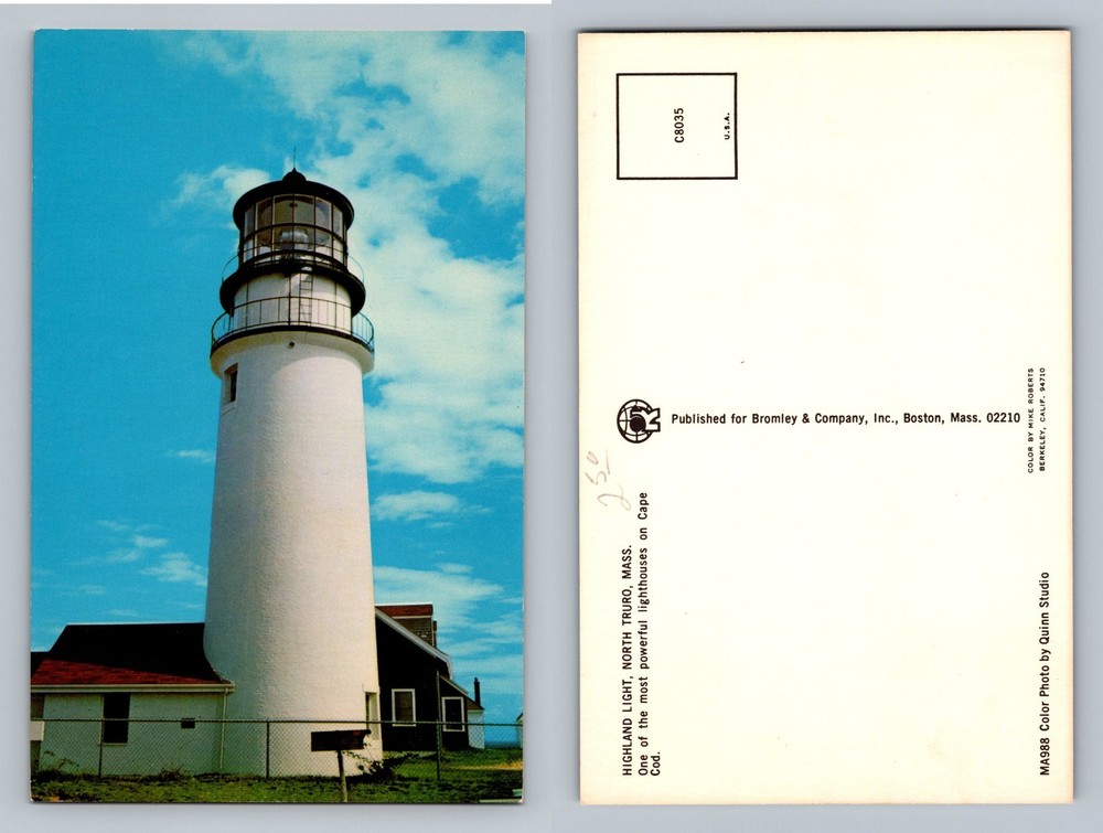 Truro, MA-Massachusetts, Highland Lighthouse Cape Cod View PC Vintage Postcard