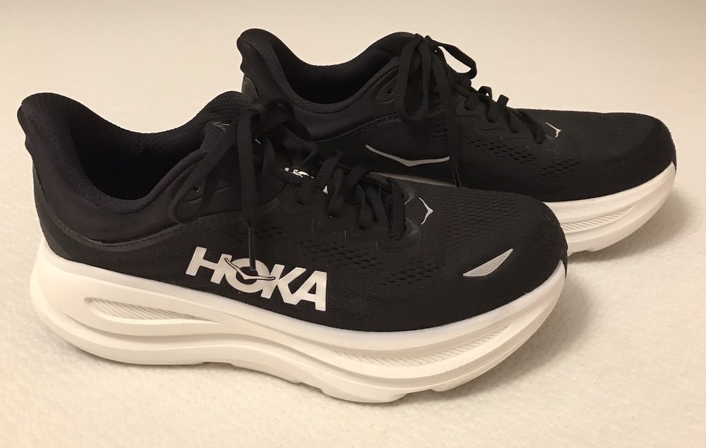 Hoka One One Bondi 9 Wide Women 10 D Sneakers Athletic Shoe Black White 1162014