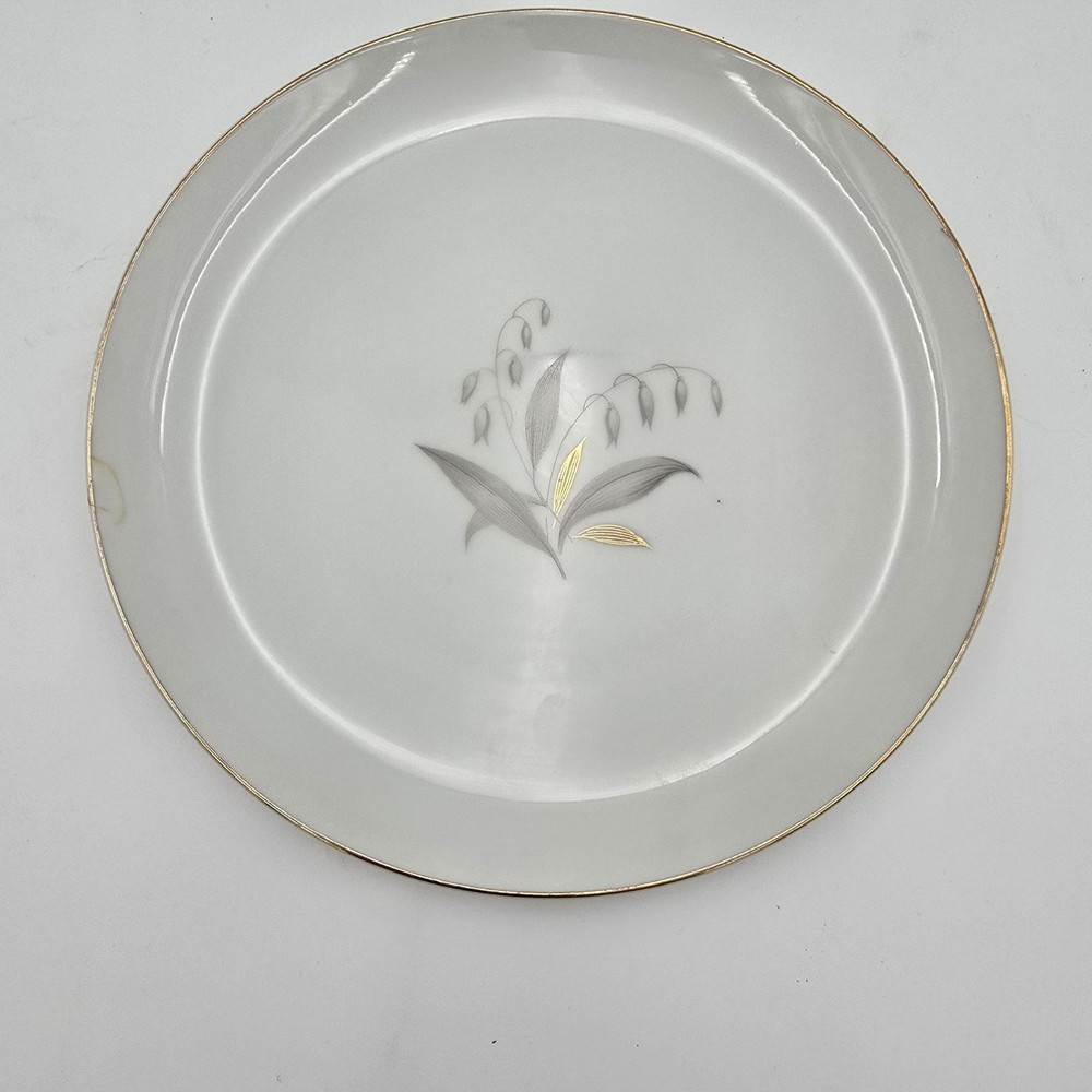 Kaysons Fine China Dinner Plate Golden Rhapsody Pattern 1961 White Gold Trim Vin