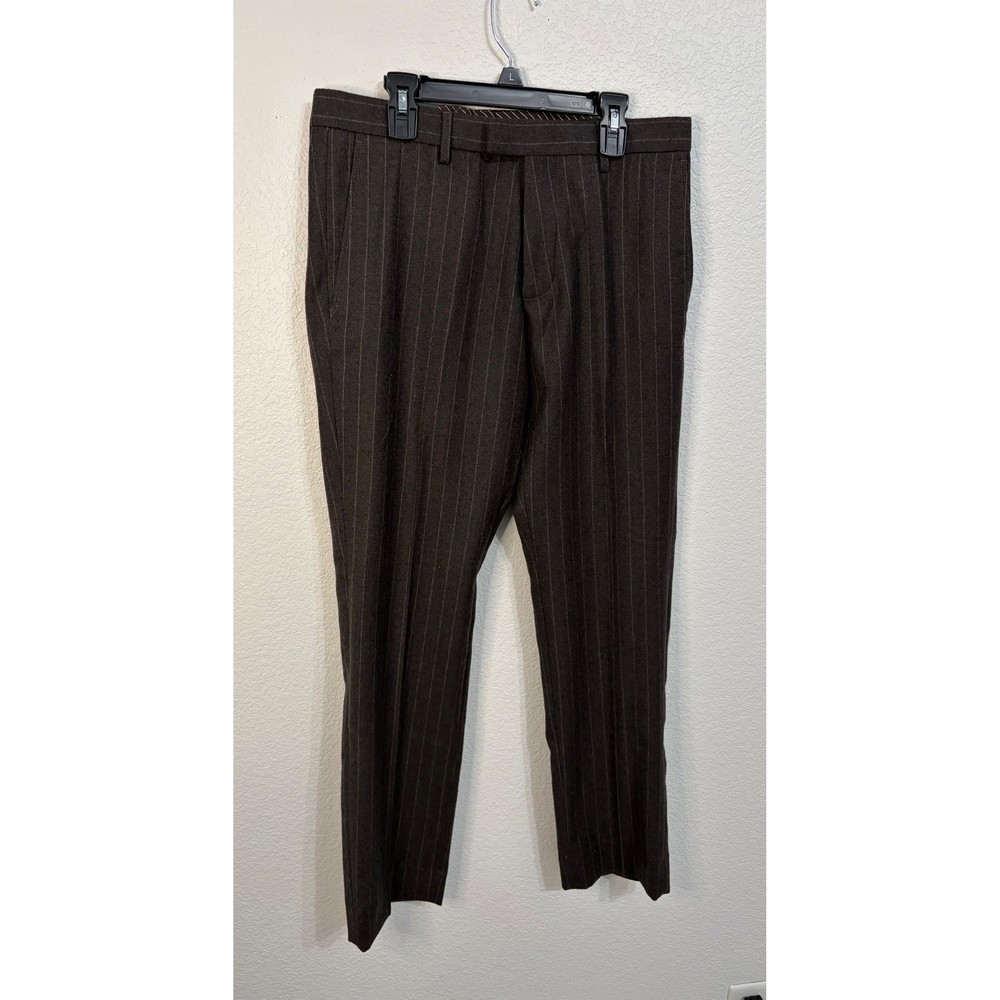 Banana Republic Mens Brown Pinstripe 100% Wool Slim Fit Dress Pants 30x30 NWT