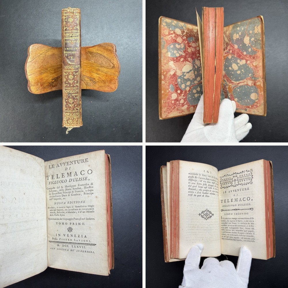 1776 Fenelon Telemaco Italian Enlightenment Literature Venice Leather Vol 1