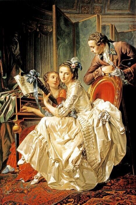 THE MUSIC PARTY PARIS 1774 FRENCH PAINTING BY LOUIS ROLLAND TRINQUESSE REPRO
