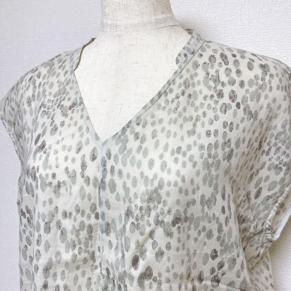 Pas de Calais Blouse Shirt Gray French Sleeve Size 36 New Patterned