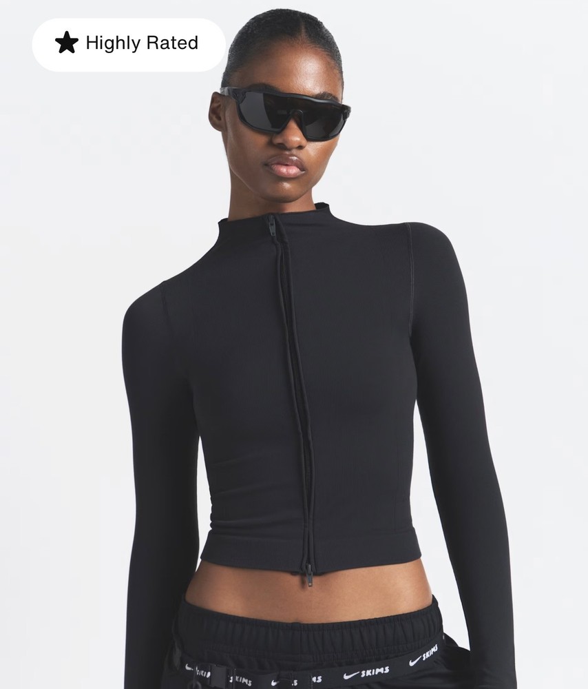 Nike SKIMS VINTAGE SEAMLESS FULL ZIP JACKET | OBSIDIAN LARGE