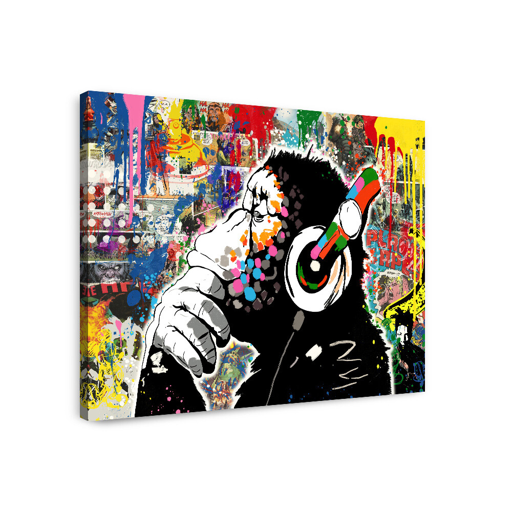 Banksy Chimp Canvas Art, Banksy Monkey Poster, Banksy Art, Framed Poster
