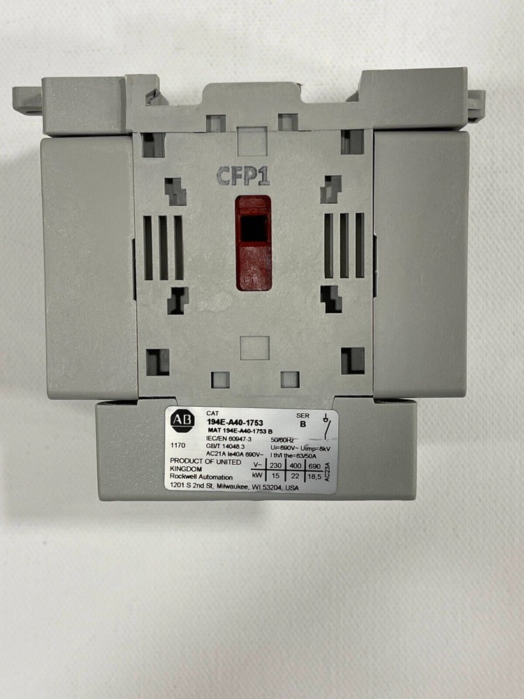 New! Allen Bradley 194E-A40-1753 Load Switch 40 AMP LOAD 3 POLE 2 POSITION SER B