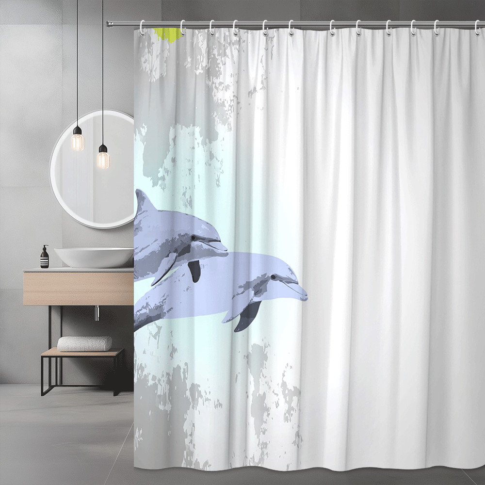 Dolphin Shower Curtain Ocean Graphic Print
