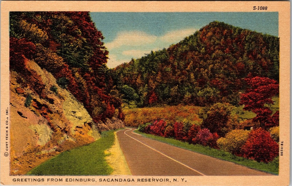 Sacandaga Reservoir NY-New York, Greetings Edinburg, Vintage Postcard