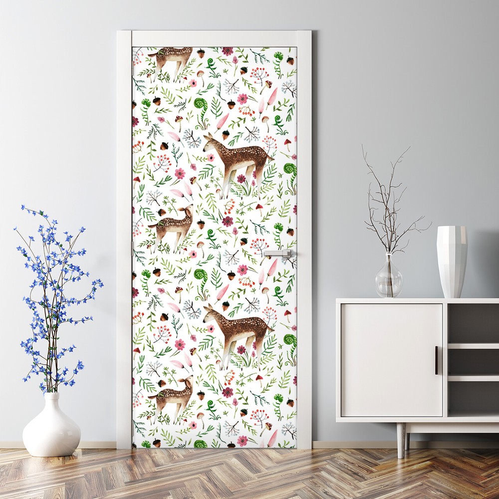 Bubble-Free White Doe Door Decal Reusable Self-Adhesive Peel & Stick