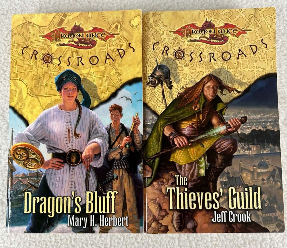 Dragonlance Crossroads Book Lot: Vol 2 & 3 1st Print Thieves Guild Dragon's Bluf