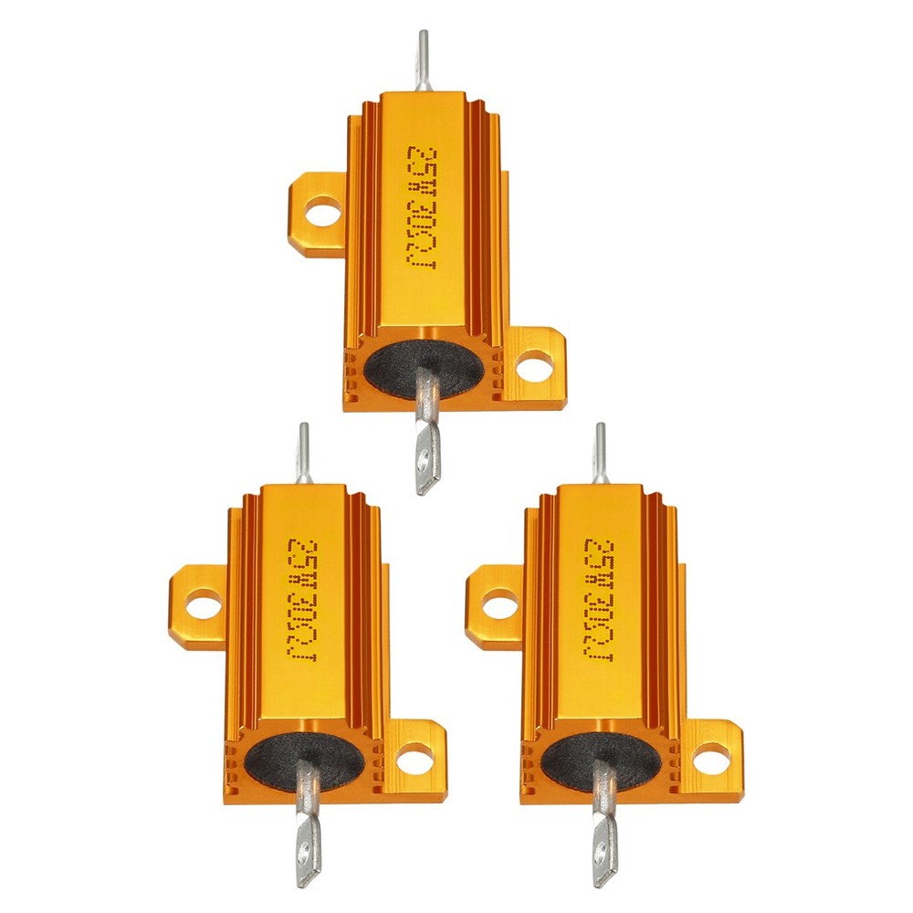 3 Pcs Aluminum Case Resistor, Great for Daily Use (Gold, 25W 30 Ohm)