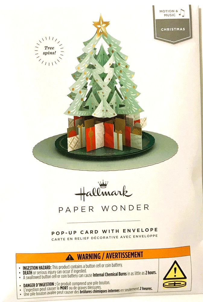 Paper Wonder Christmas Pop-Up Card CHRISTMAS TREE Spins with Motion & Music