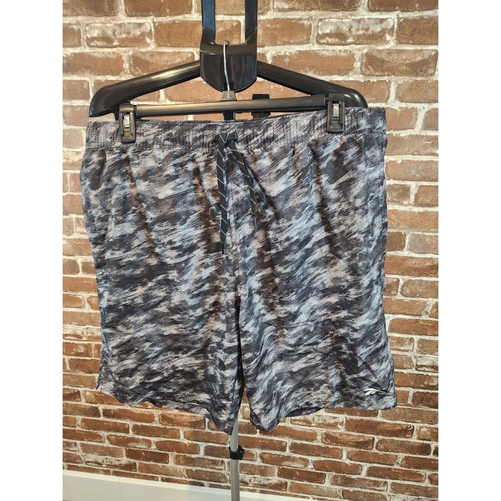 Reebok Swim Trunks Mesh Lined Men's Size XXL Camo Gray Elastic Waist Drawstring