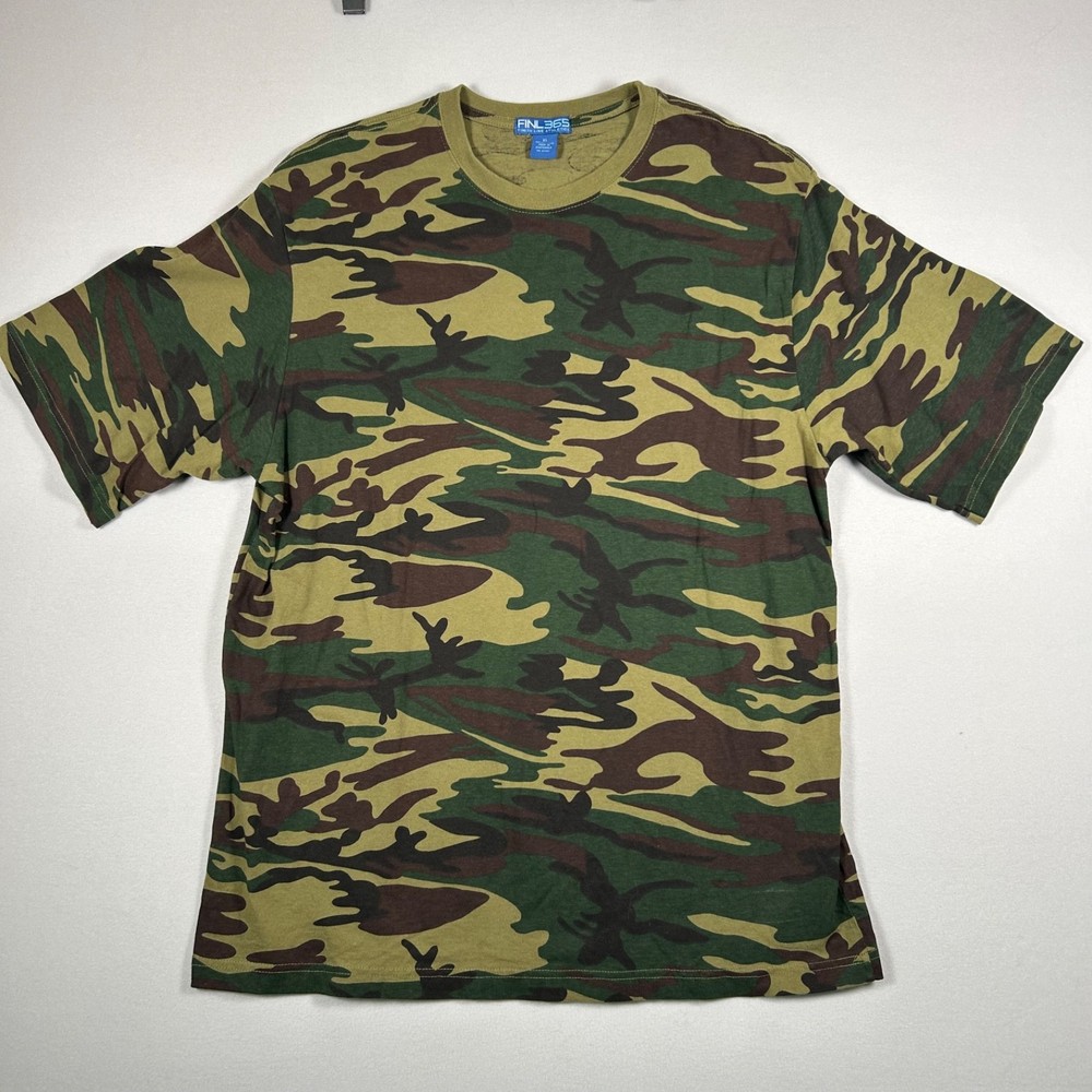FINL365 Finish Line Athletics Camo T-Shirt Mens XL Green Army Camouflage Cotton