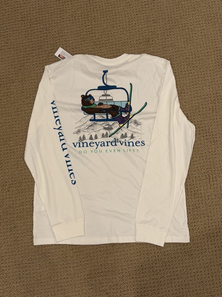 Vineyard Vines Long Sleeve Graphic T-Shirt Do You Even Lift Adult Men's Medium M