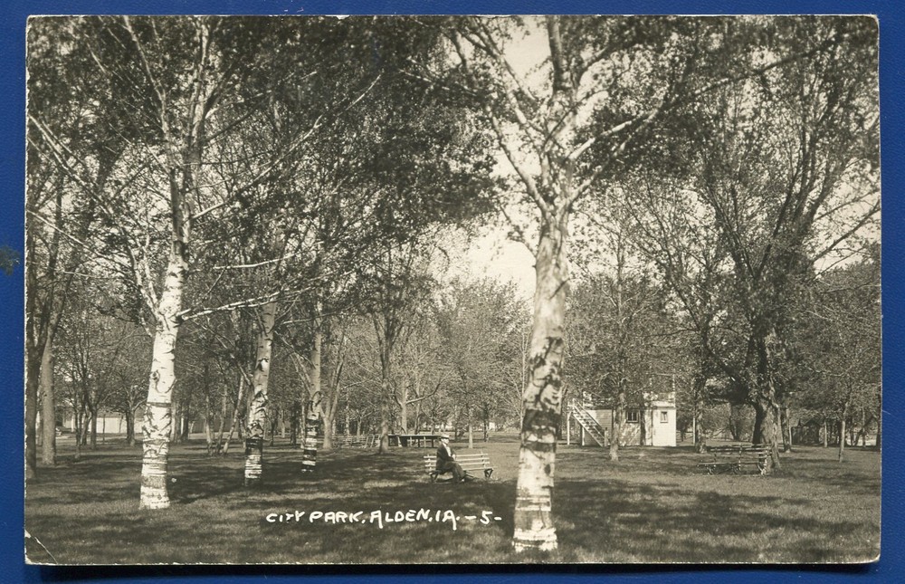 Alden Iowa ia City Park real photo postcard RPPC