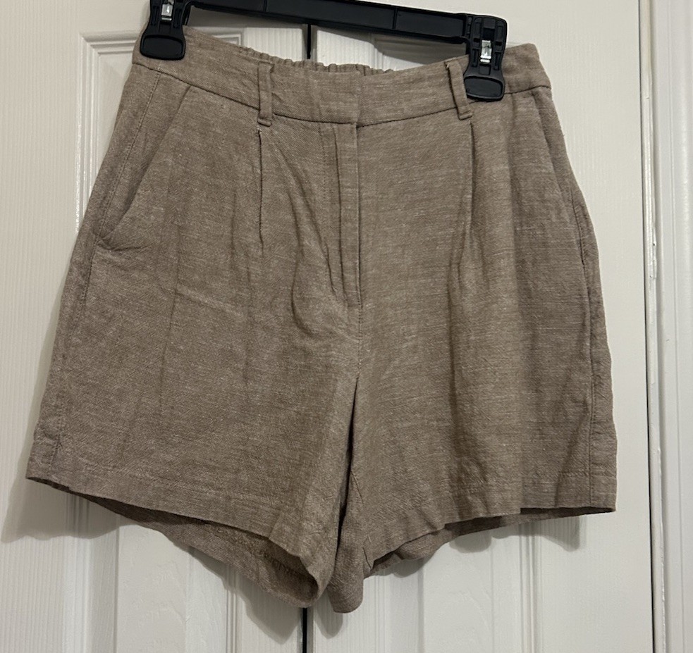 Old Navy Women's Beige Linen Blend Chino Shorts High Rise Size S
