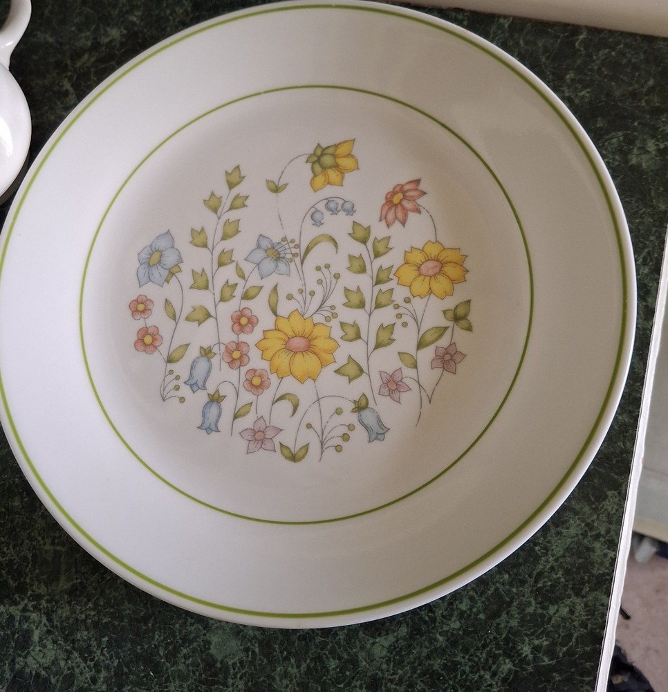 Vintage Corelle Spring Ceramic Floral Dinner Plate   Multicolor