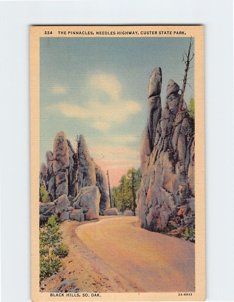 Postcard Pinnacles Needles Highway Custer State Park Black Hills South Dakota