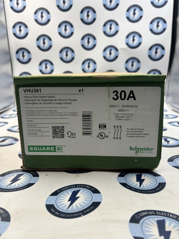 NEW Schneider Electric VHU361 30A 600V Heavy Duty SafetySwitch VisiPacT Square D