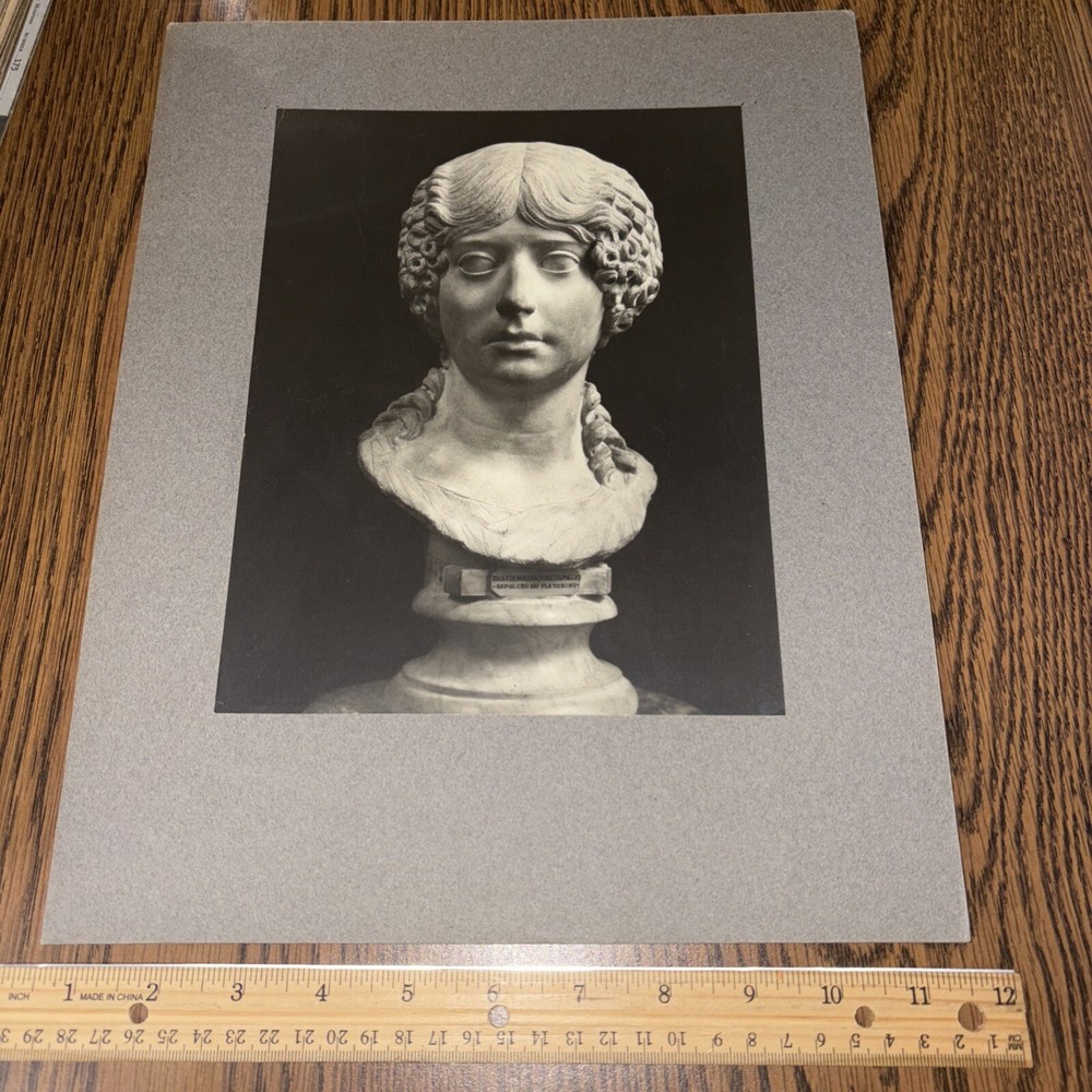 Vintage Head of Minatia Polla Ancient Roman Sculpture Mounted Photo Bust