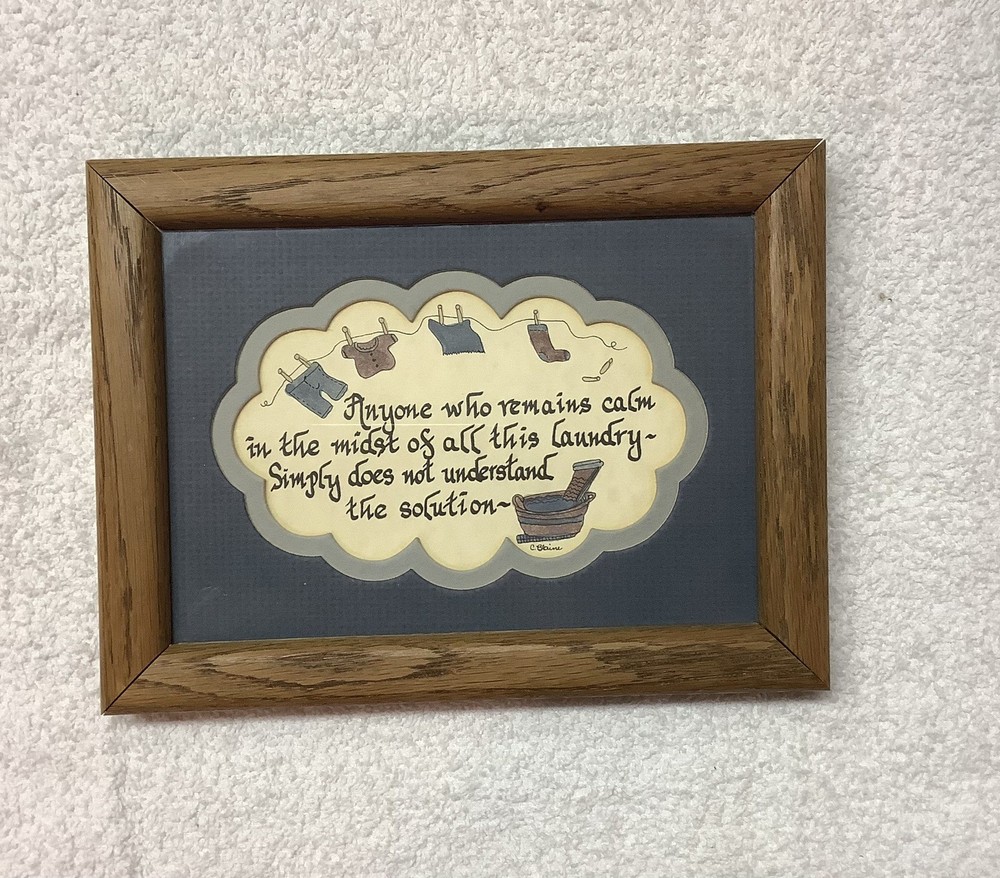 Laundry Room Sign.  Wood Frame with Glass Front.  8” x 6”
