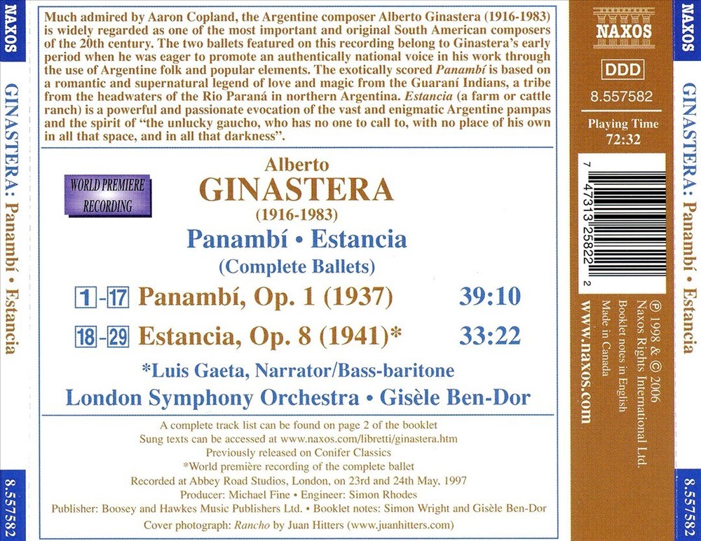 London Symphony Orchestra Ginastera: Panambí; Estancia New Cd