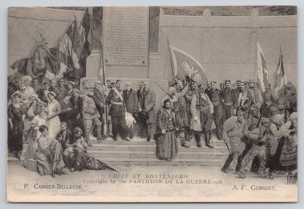1918 WWI GRECE ET MONTENEGRO Pantheon de la Guerre Art Postcard