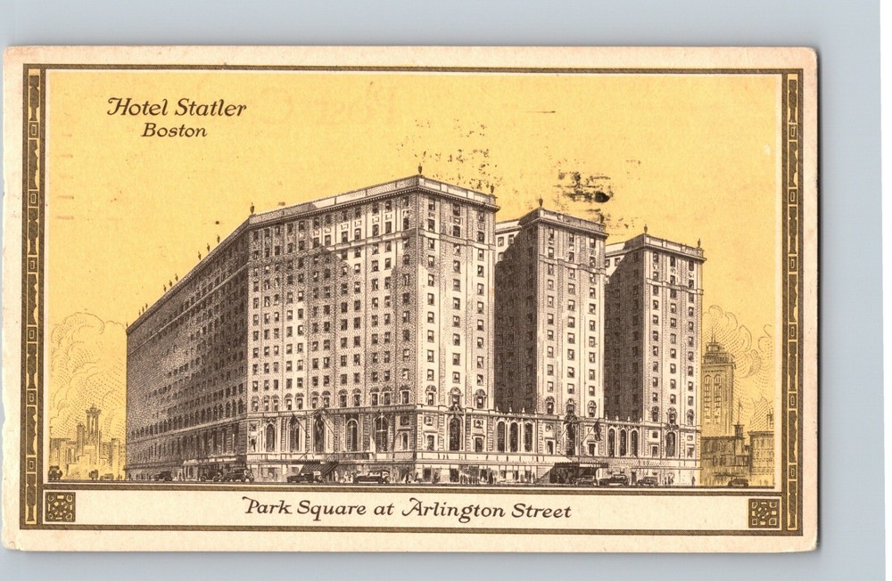 C1920 Hotel Statler Park Square Arlington St Boston Mass Postcard