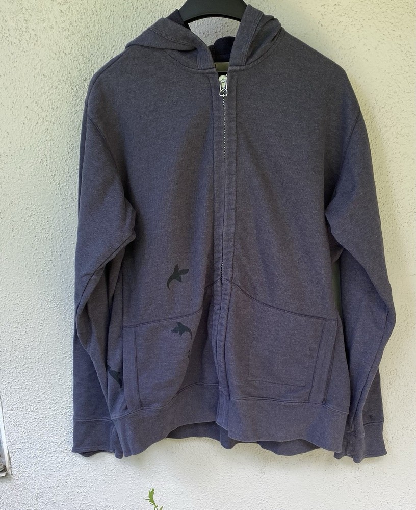EDUN Gray Full Zip Hoodie Animal Print Women's Regular L Hooded Pockets