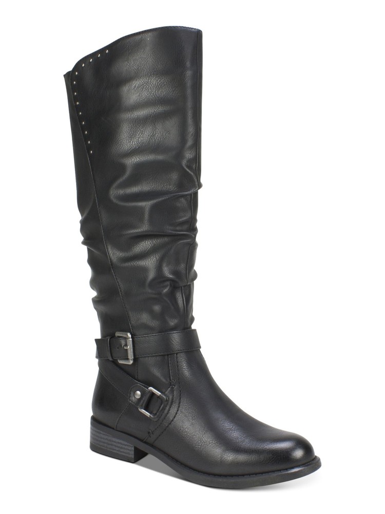 WHITE MOUNTAIN Womens Brown Gore Liona Almond Toe Block Heel Riding Boot 6.5 M